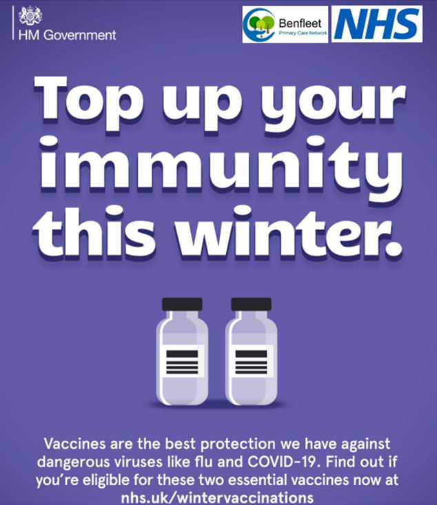 Picture of two vials with the caption of top up your immunity this winter