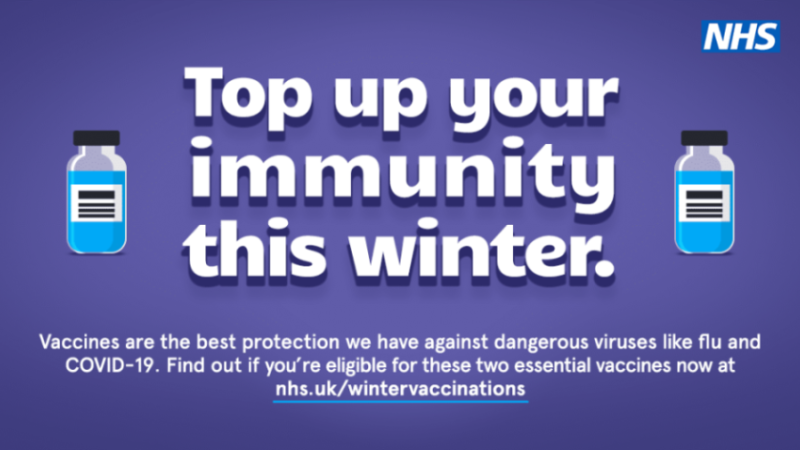 two vials astride the caption top up your immunity this winter