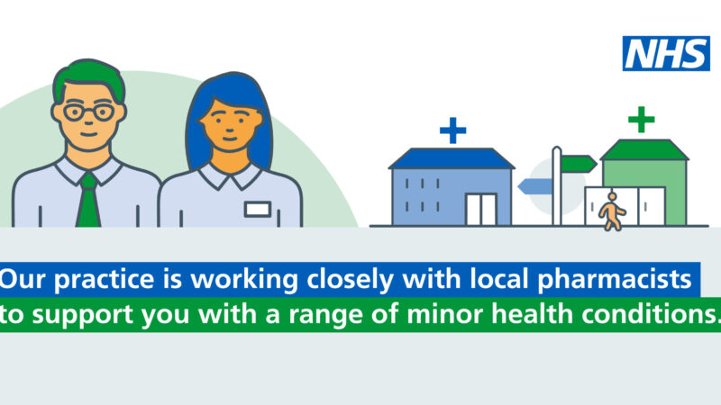 Our practice is working closely with local pharmacies to support you with a range of minor health conditions